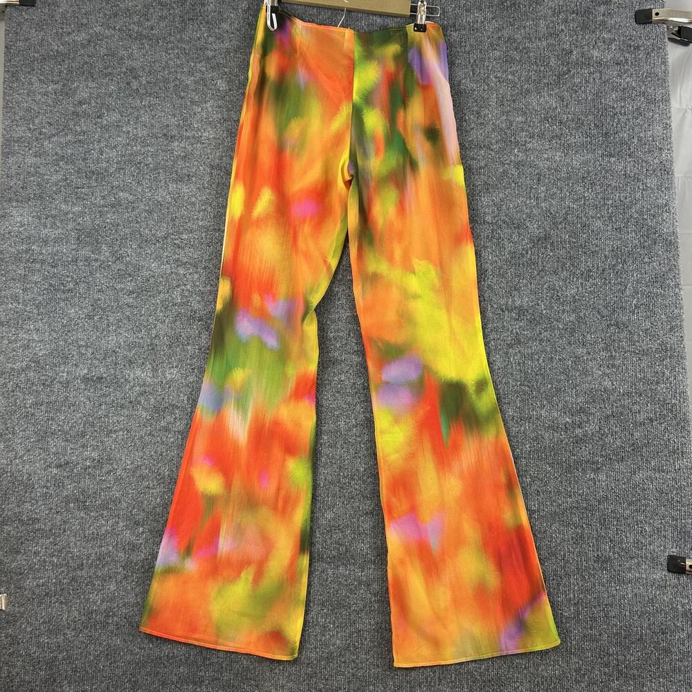 Bananhot Pants XS Lily Sunrise Chiffon Tie Waist Flare Multi Beach Resort Pool - Picture 8 of 14